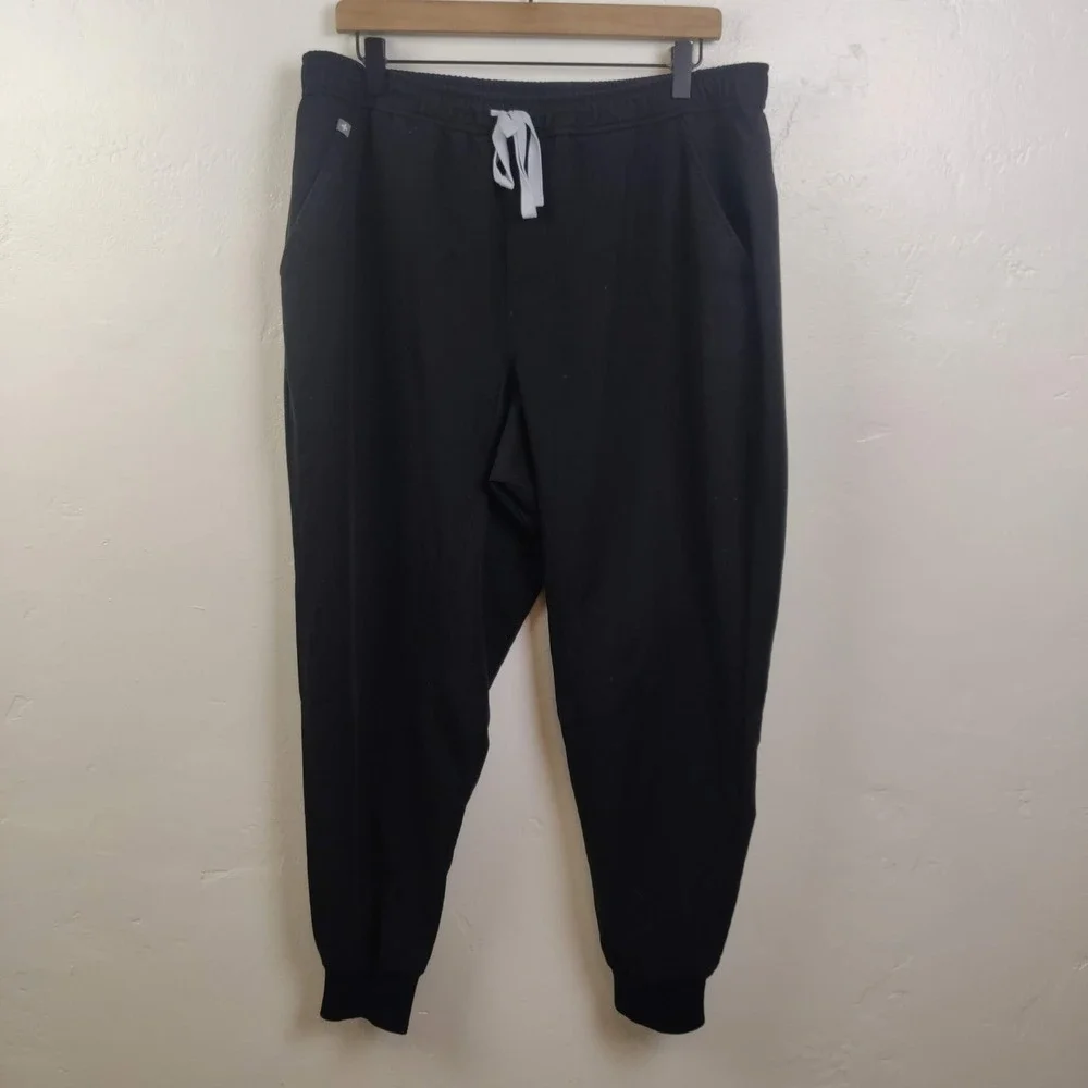FIGS Tansen Jogger Pants Mens XL Black Elastic Waist Drawstring Scrub Athleisure